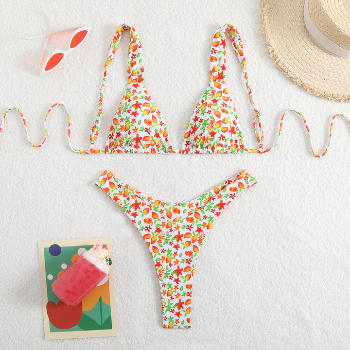 Damen Triangel-Bikini-Set mit verstellbaren Trägern und trendigem Muster Drune