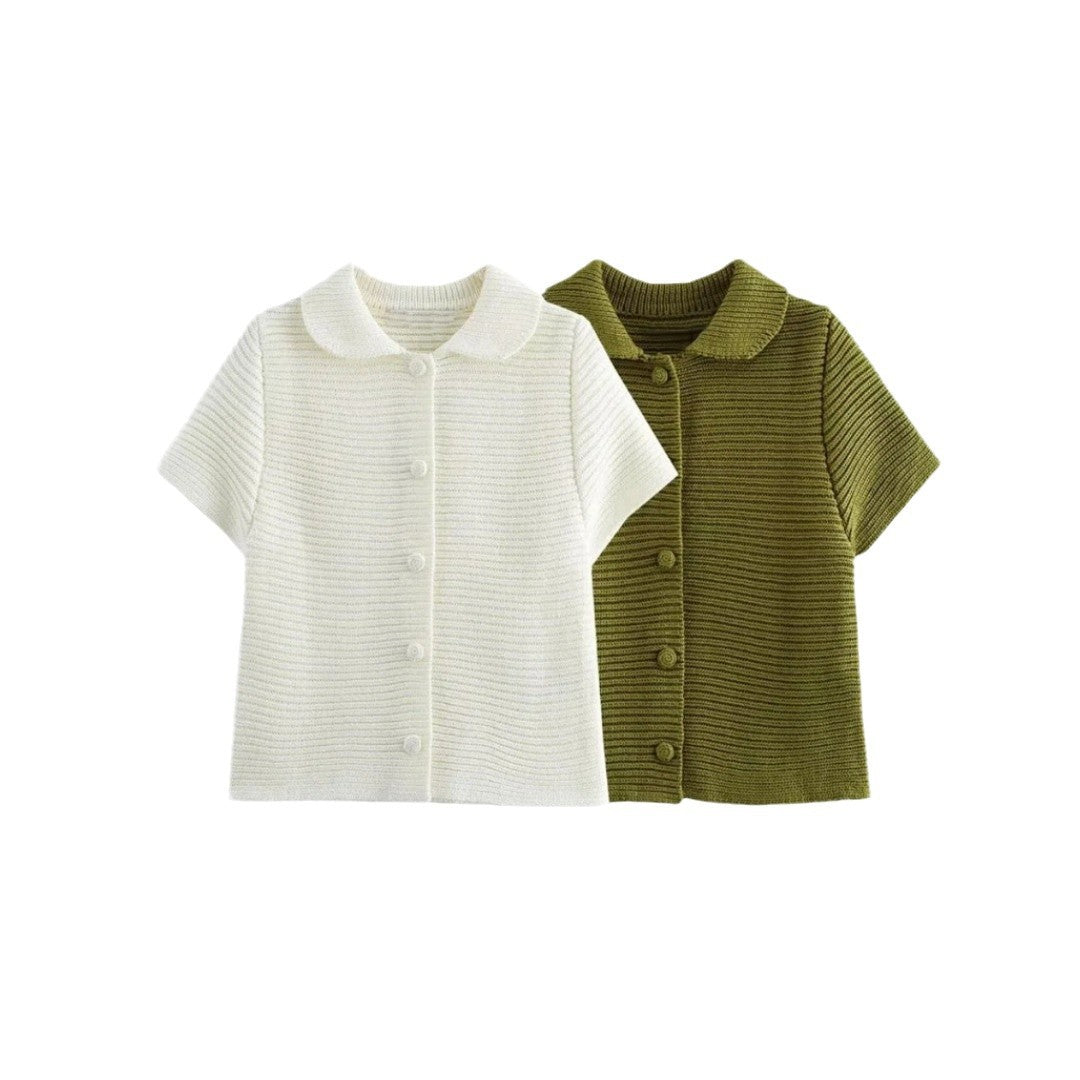 Damen Kurzärmliges Oberteil mit Knopfdetails und passendem Shorts-Set Drune