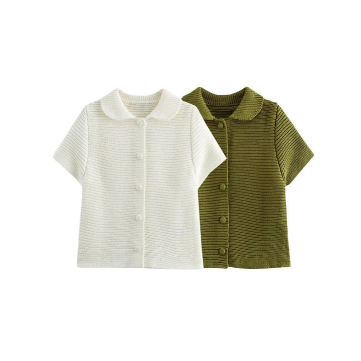 Damen Kurzärmliges Oberteil mit Knopfdetails und passendem Shorts-Set Drune