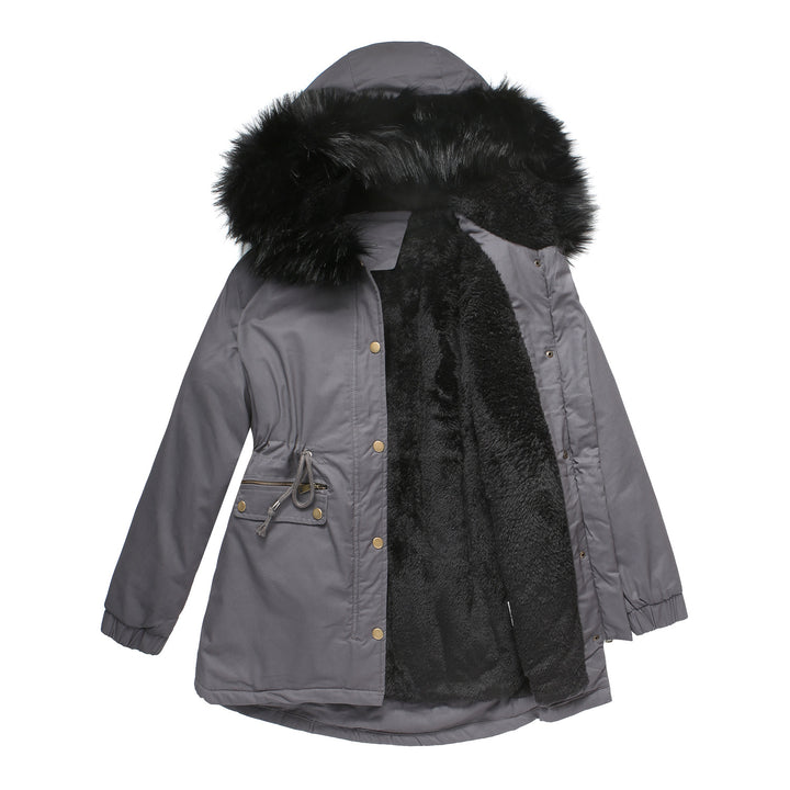 Damen isolierte Parka-Jacke mit abnehmbarem Kunstfellkragen und verstellbarem Taillenzug Drune