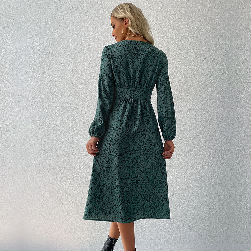 Damen Knielanges Hemdblusenkleid mit Knopfverschluss und zeitlosem Muster Drune