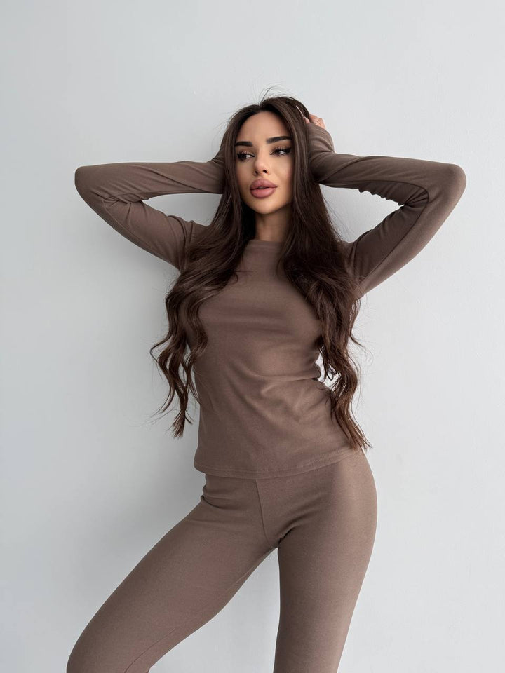 Damen körperbetontes Fitness-Loungewear-Set Drune