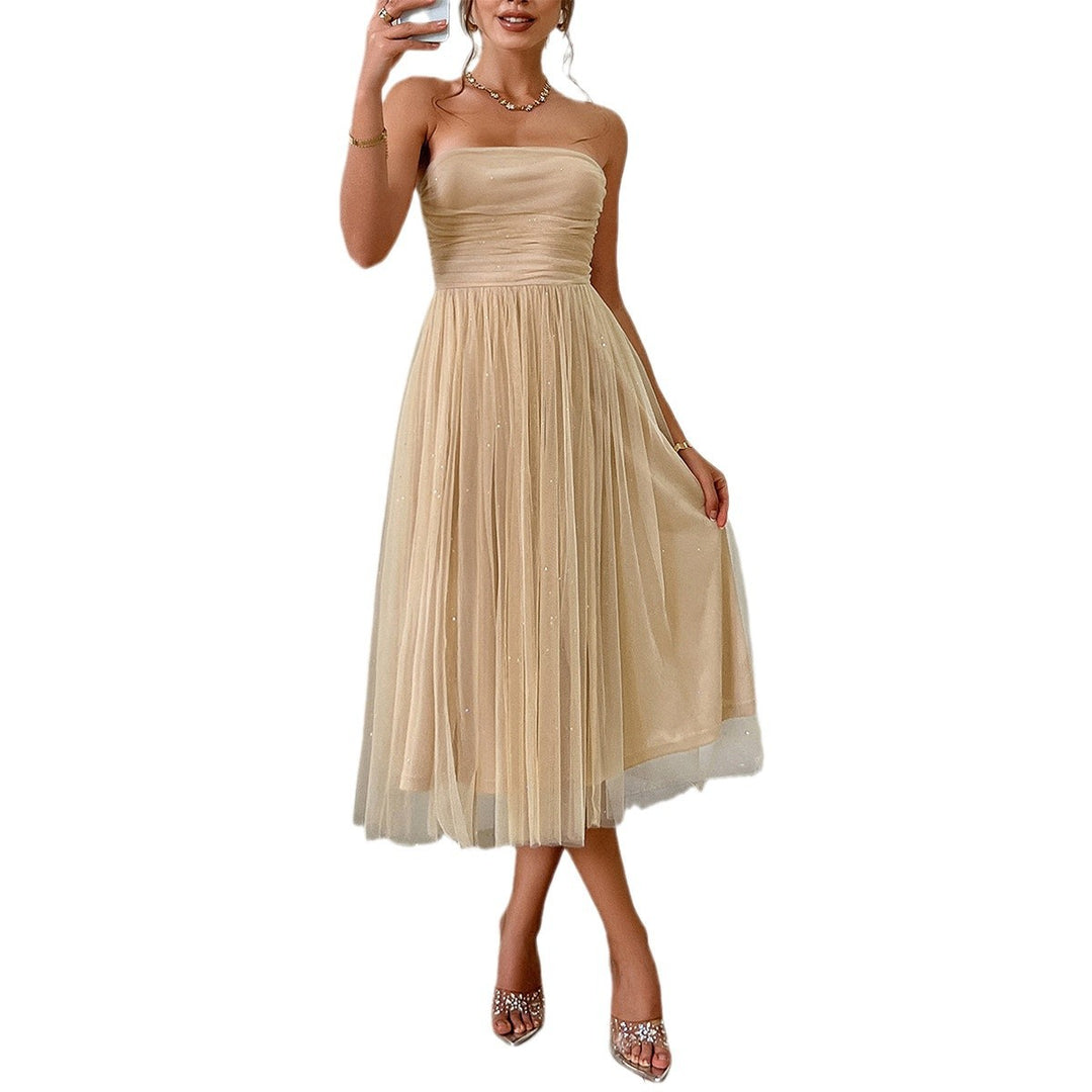 Damen Cocktailkleid mit gerafftem Oberteil und schwingendem Tüllrock Drune