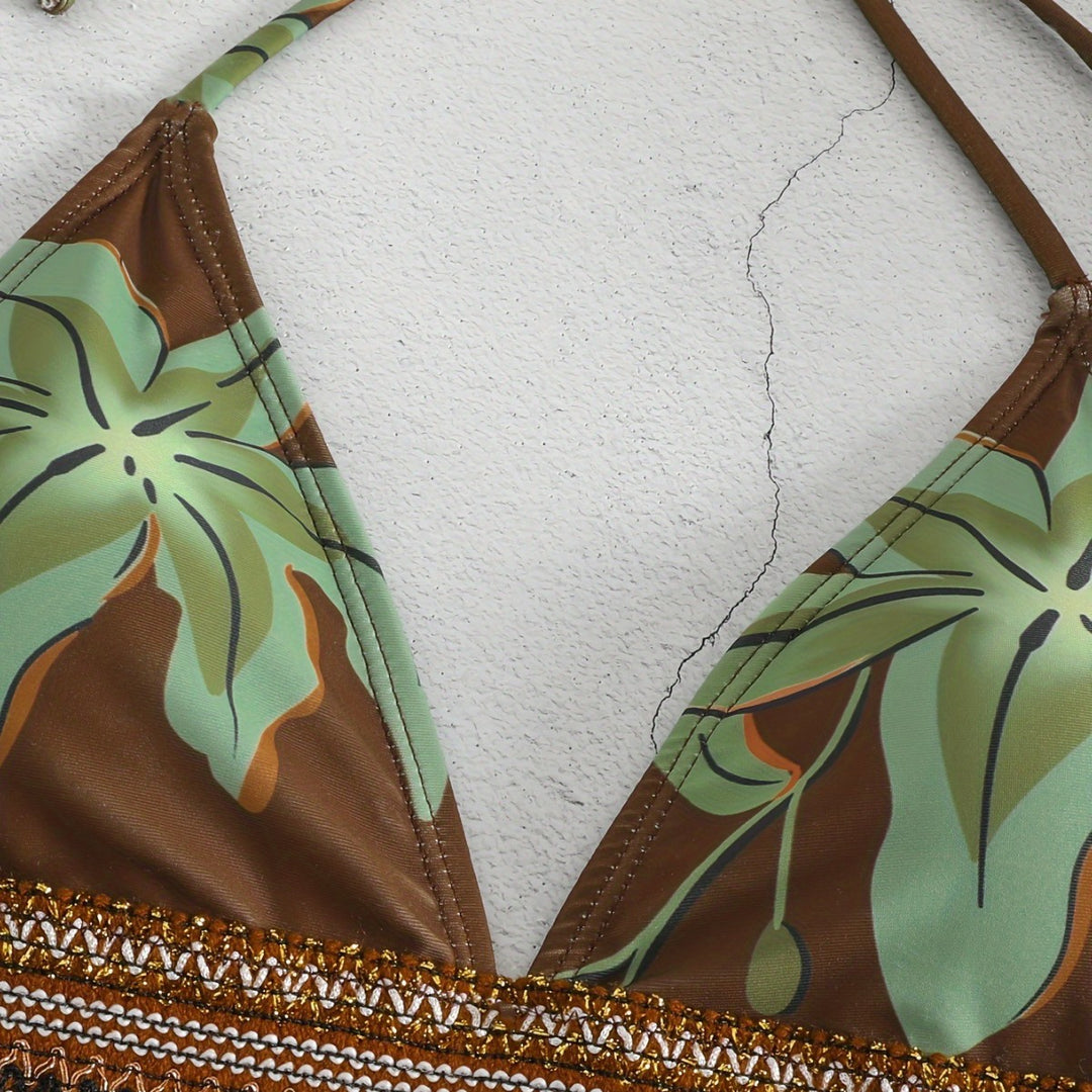 Damen Triangel-Bikini mit floralem Muster und komfortablem Tragekomfort Drune