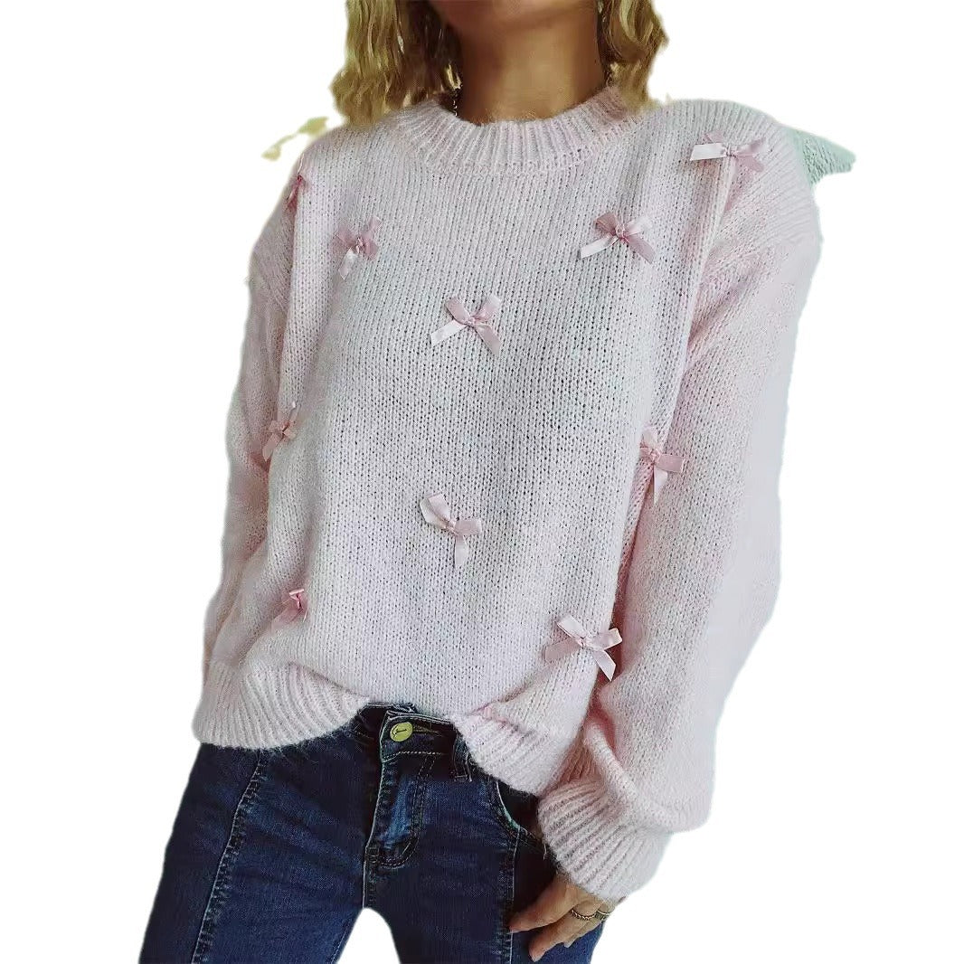 Damen Strickpullover mit verspielten Schleifenakzenten Drune