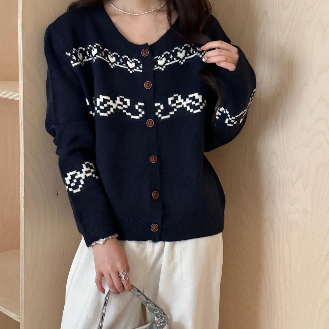 Damen Kuscheliger Strickcardigan mit einzigartigem Muster Drune