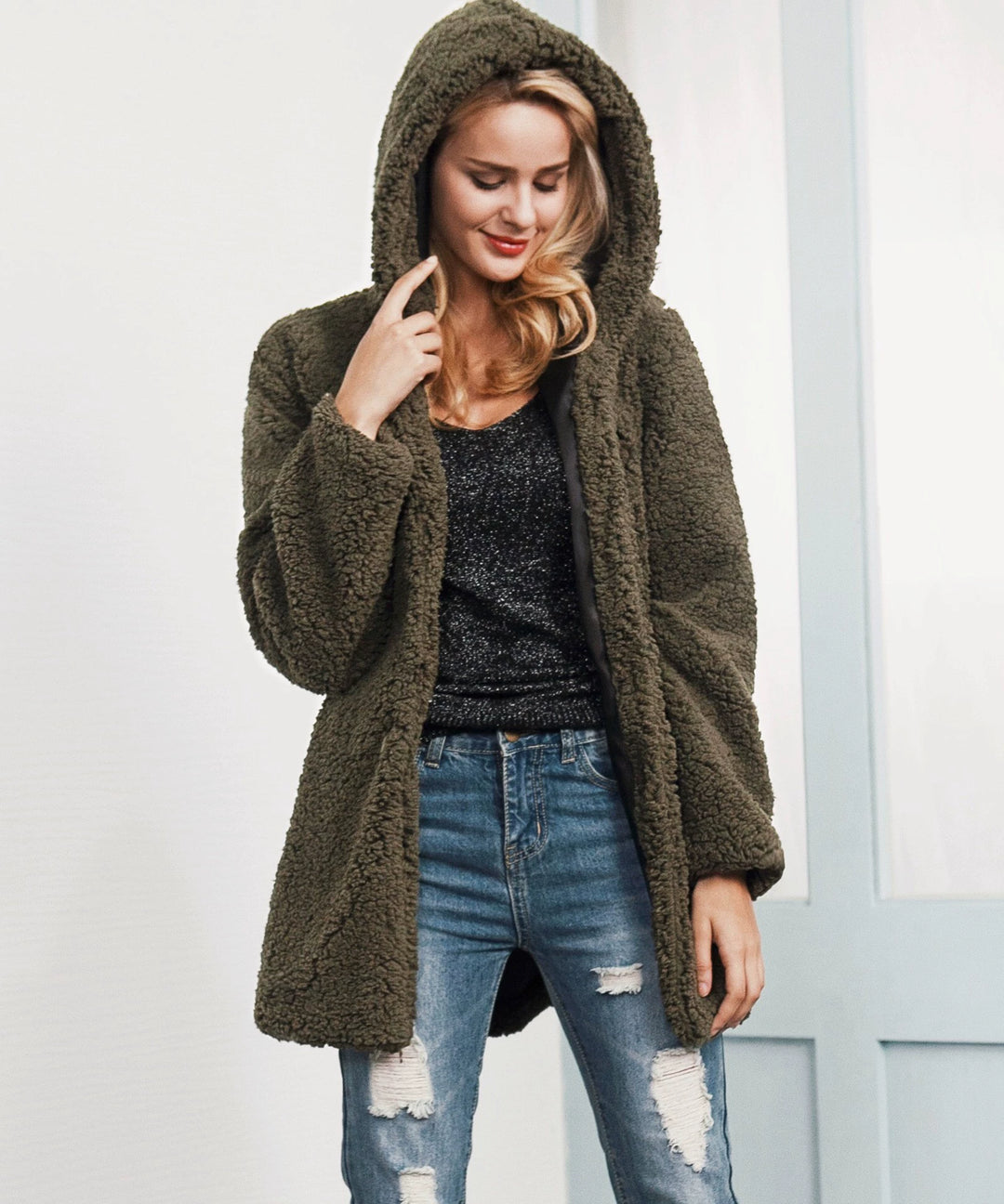 Drune | Liebevoller Teddyjacke mit Kapuze