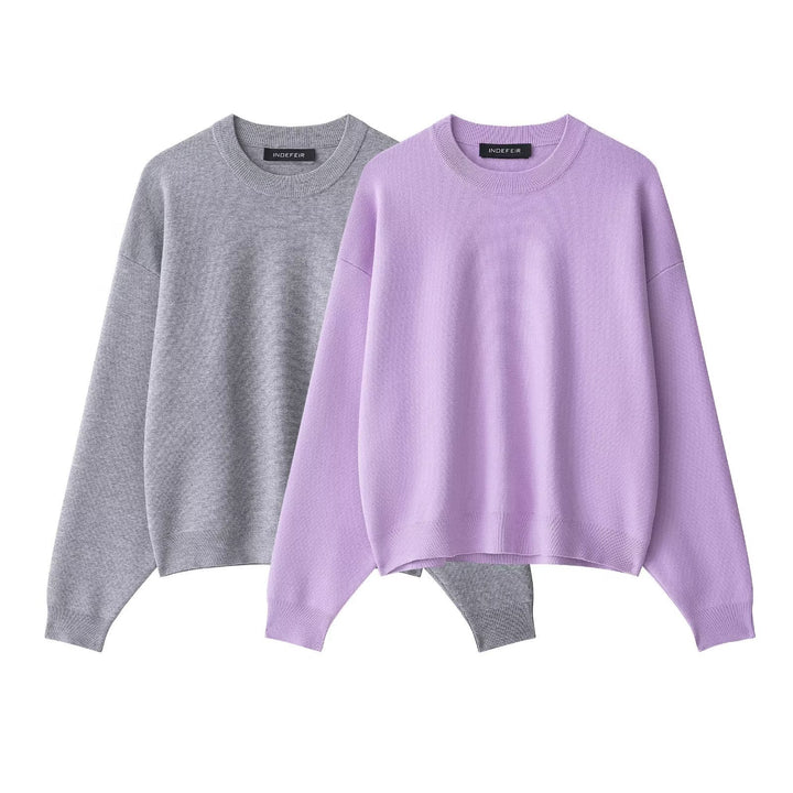 Damen lässiger Sweatpullover mit weitem Schnitt und modernem Rundhalsausschnitt Drune