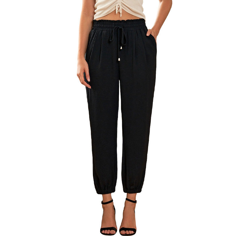 Damen lässige Freizeithose mit elastischem Bund und praktischen Taschen Drune