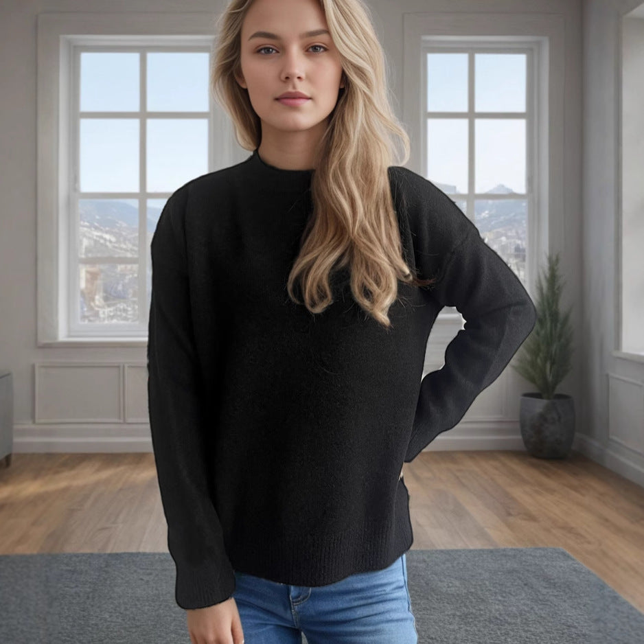Damen kuscheliger Strickpullover mit modernem Schnitt und lässigen Details Drune