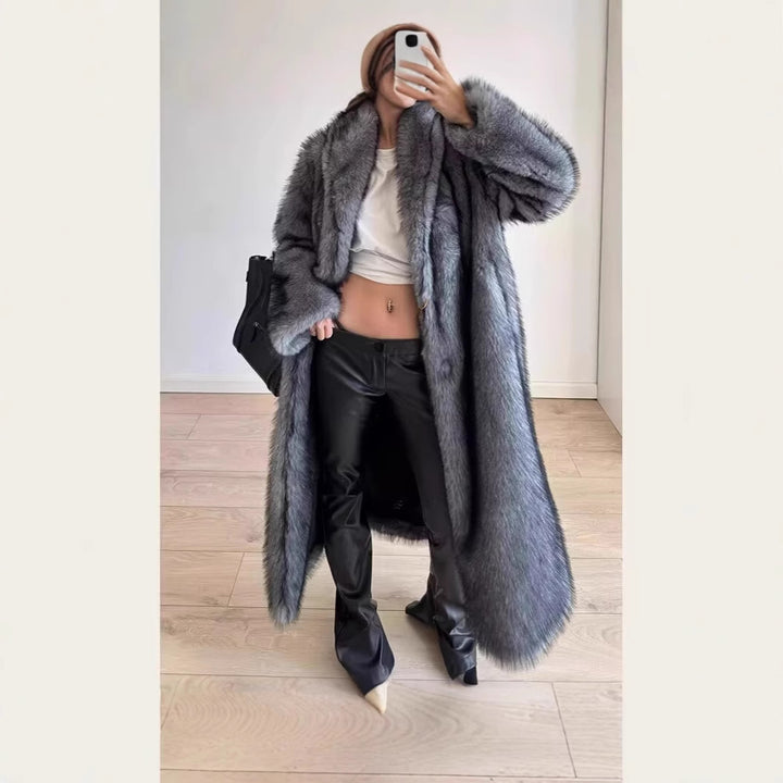 Damen Oversize Kunstpelzmantel Drune