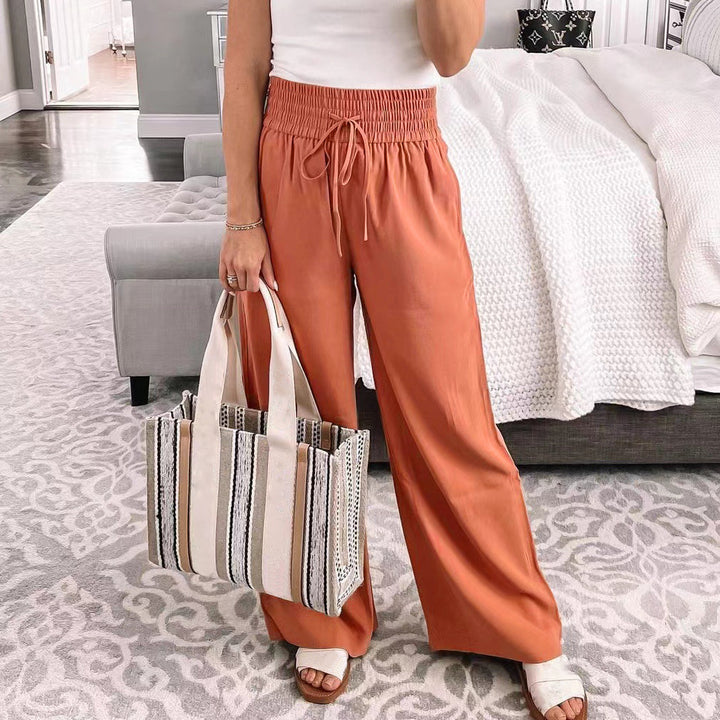 Damen Bequeme und lässige Palazzo-Hose mit Kordelzug Drune