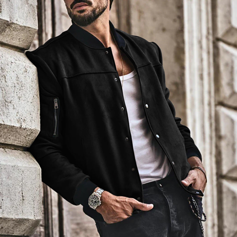 Herren sportliche Collegejacke mit seitlichen Reißverschlusstaschen Drune