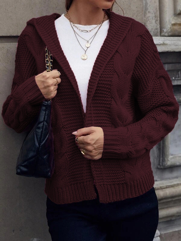 Damen Grobstrick-Cardigan mit Kapuze und strukturiertem Zopfmuster Drune