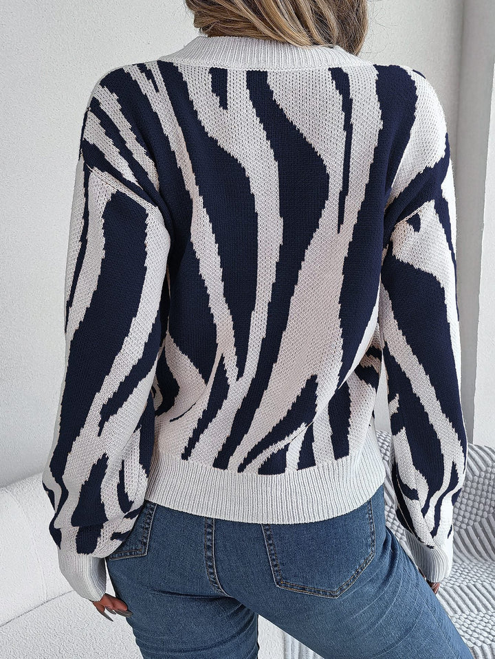 Drune | Strickpullover mit Muster V-ausschnitt Design Trendy und Bequem