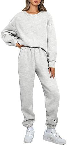 Damen nan Relaxed-Loungewear-Set mit Oversize Rundhals-Sweatshirt und taillierter High-Waist Jogginghose aus French Terry Drune