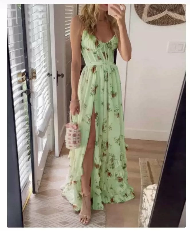 Drune | Bedrucktes Strandurlaub Langrock Kleid
