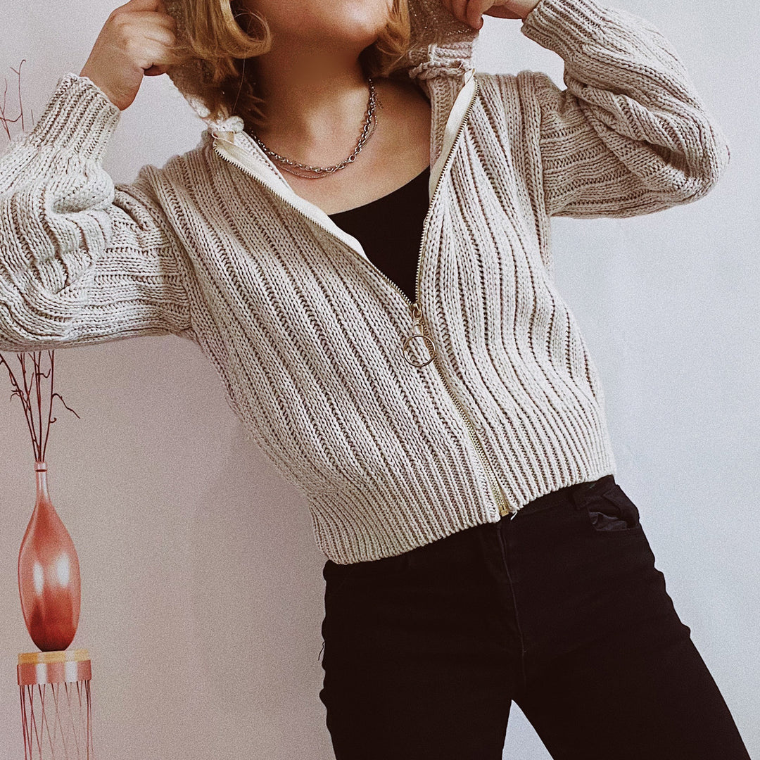 Damen Strickjacke mit auffälligem Reißverschluss und lässigem Schnitt Drune