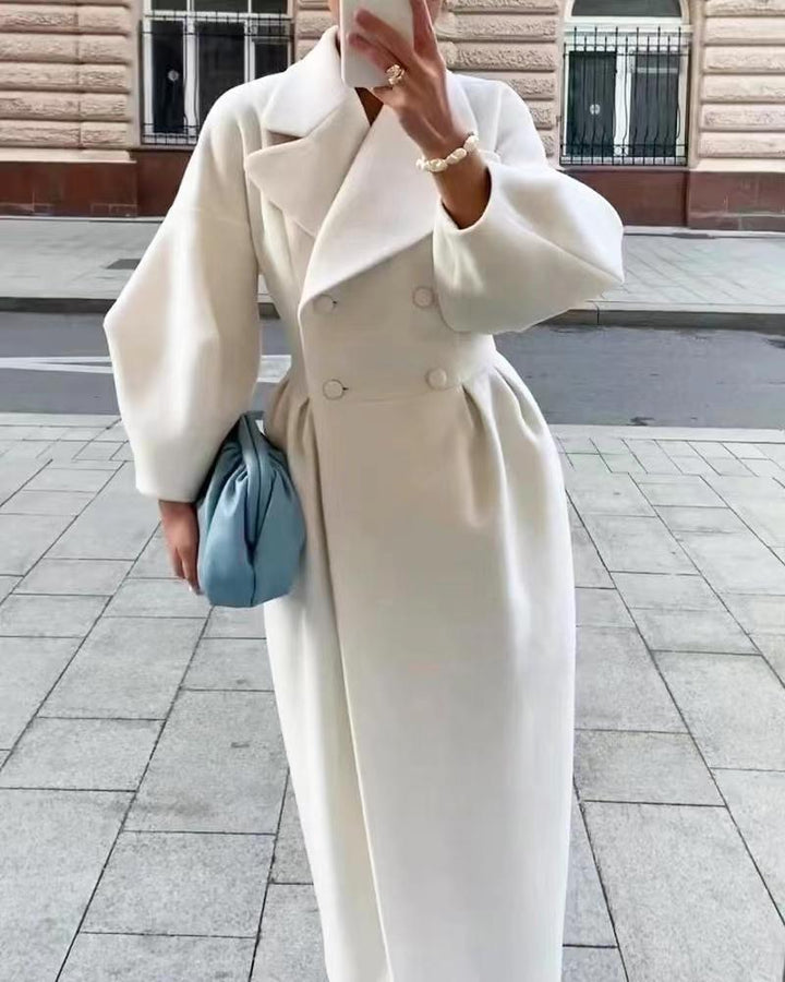 Damen Maximaler Oversized Mantel mit Schulterschultern und Doppelreihe Drune