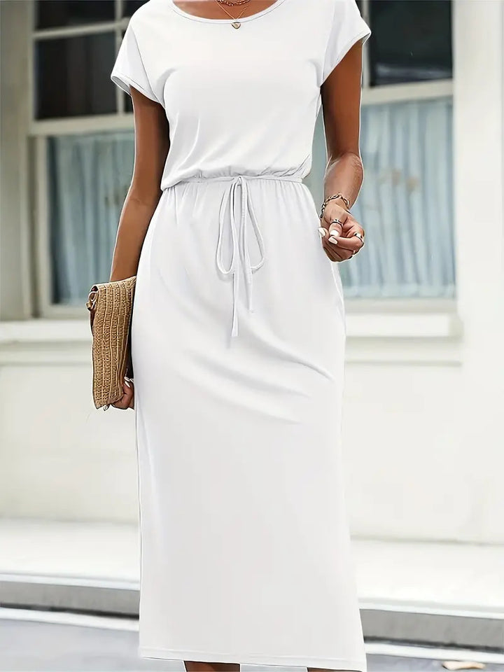 Damen Midi-Kleid mit elastischem Bund Drune