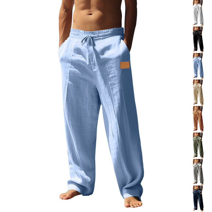 Herren nan extraweite Leinen-Relaxhose mit verstärktem Komfortbund, Kordelzug und tiefen Eingrifftaschen Drune