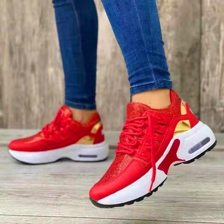 Damen nan sportive Plateau-Sneaker mit sichtbarem Luftkissen, gepolstertem Komfortfußbett und atmungsaktivem Mesh-Detail Drune