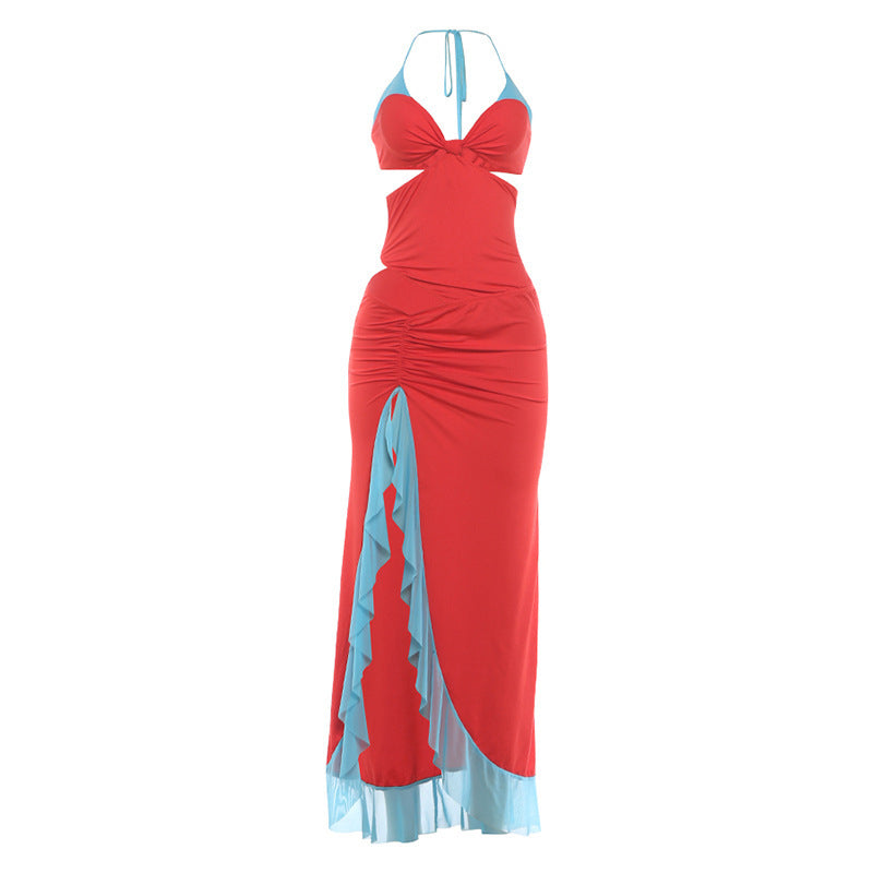 Damen Maxi-Kleid mit raffiniertem Drapierungsdesign und seitlichem Schlitz Drune