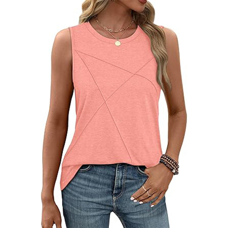 Damen ärmelloses T-Shirt mit modernem geometrischen Design Drune