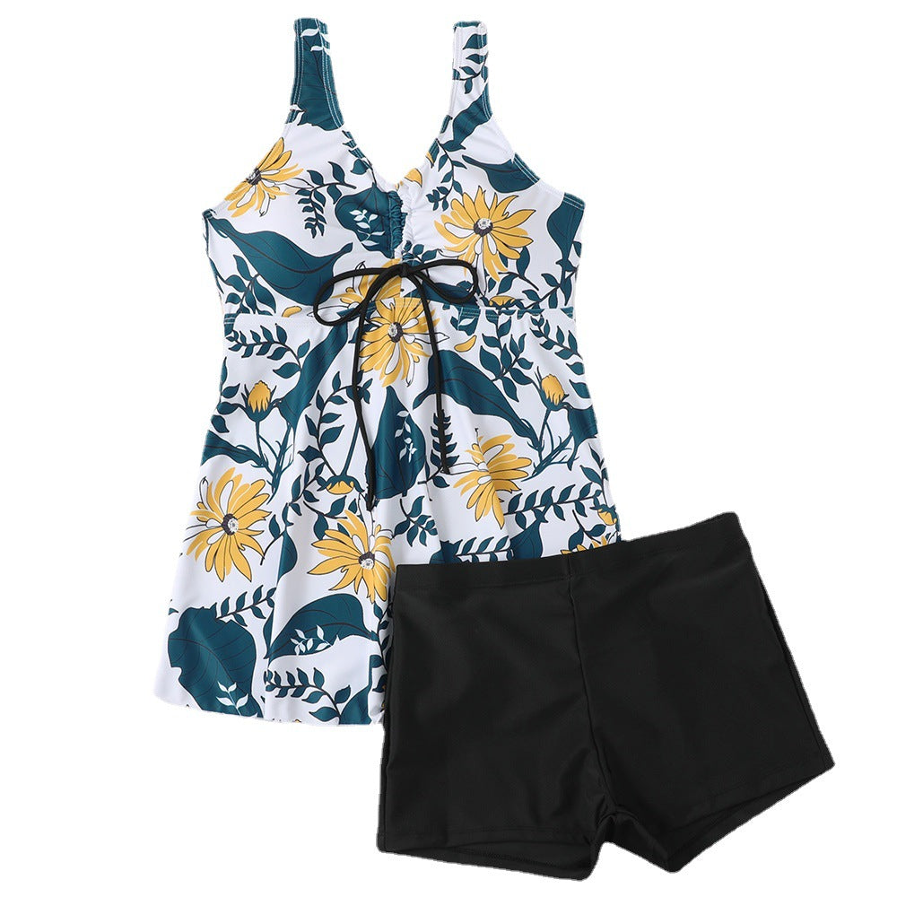 Damen Tankini-Set mit modischem Blumendruck und Rüschen Drune