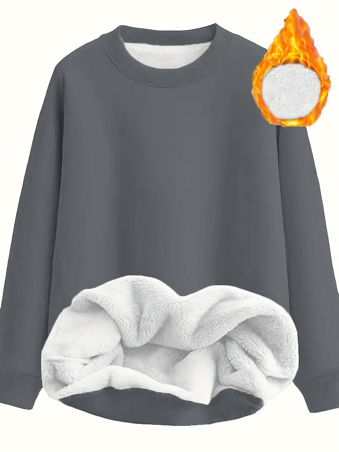 Damen Kuscheliger Fleece-Pullover mit weichem Innenfutter und elastischem Bund Drune