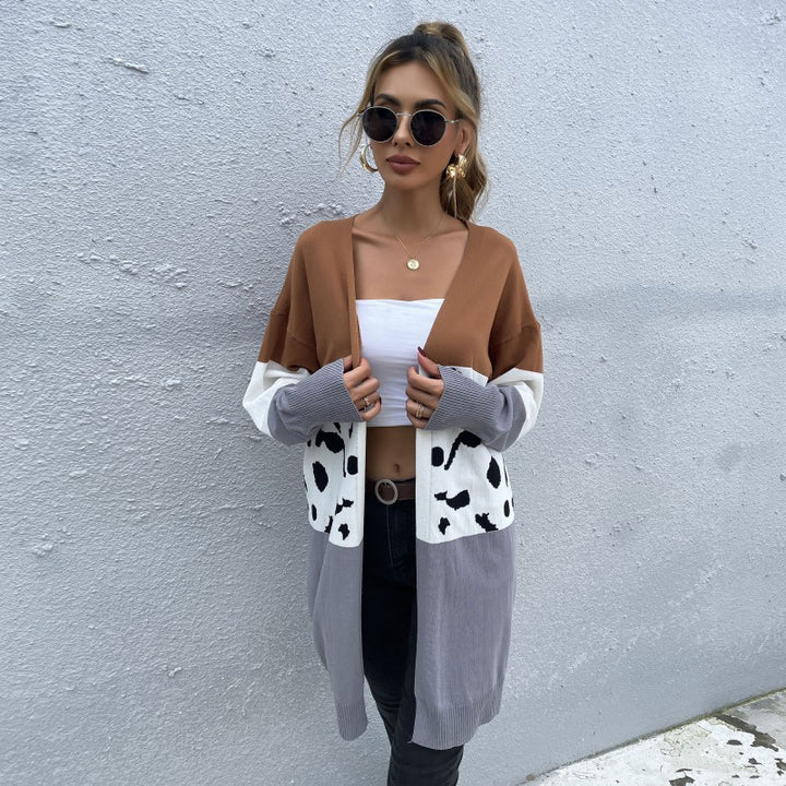 Damen Kuschelstrickjacke mit farbenfrohem Blockdesign und modernen Mustern Drune