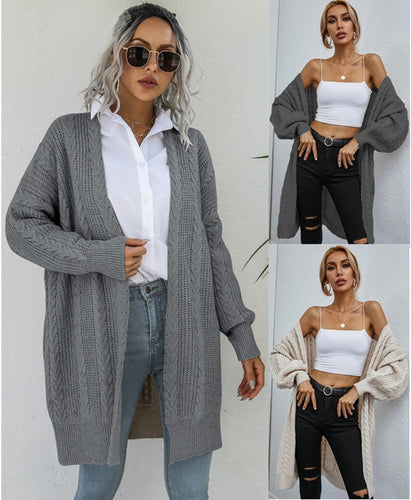 Damen Grobstrick-Cardigan mit dekorativem Zopfmuster und lässigem Schnitt Drune