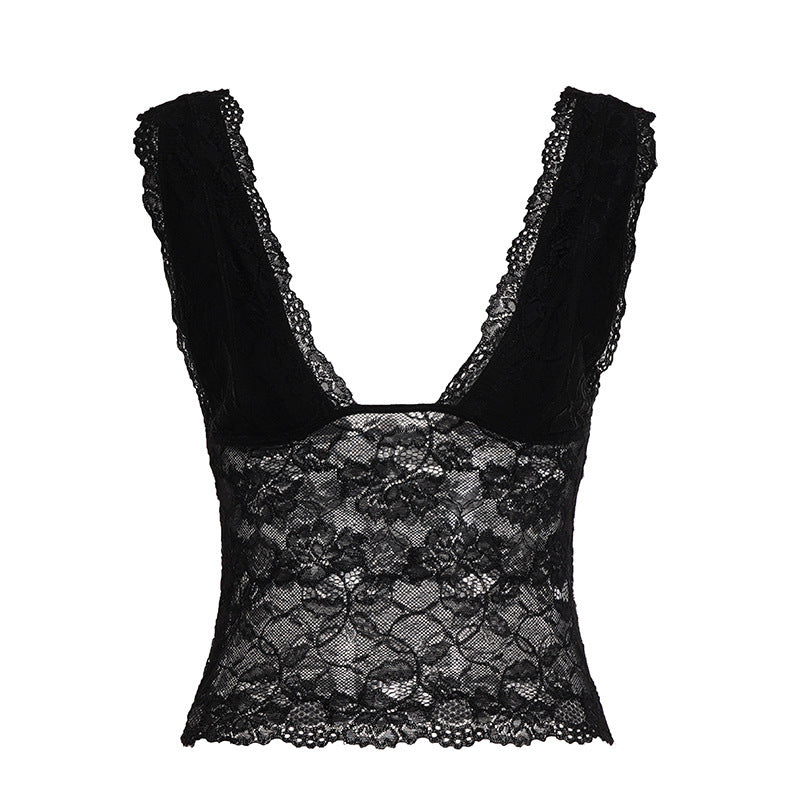 Damen-Spitzen-Cami-Top mit tiefem V-Ausschnitt und verführerischem Design Drune