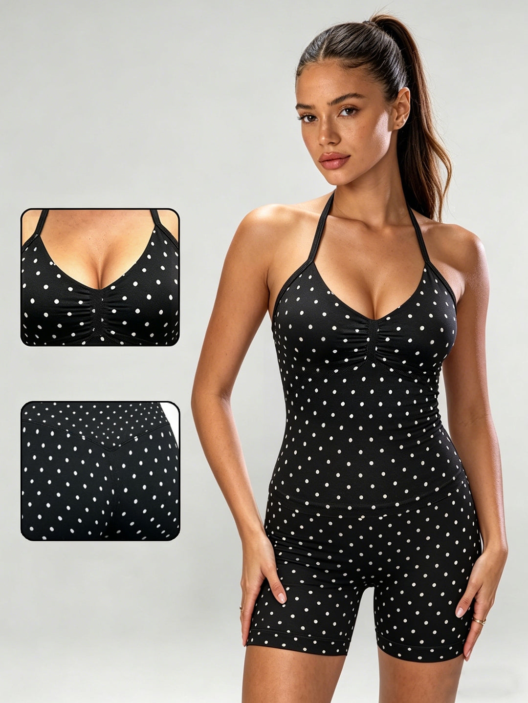 Damen Sportlicher Jumpsuit mit Raffungen und verstellbaren Trägern Drune