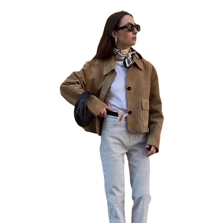 Damen Kunstleder Jacke mit strukturiertem Design Drune