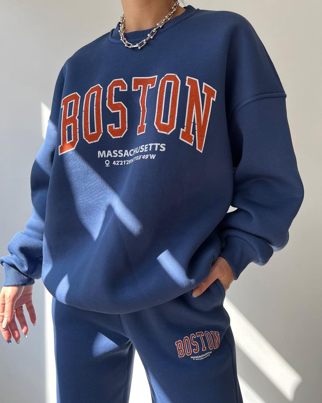 Damen lässiger Sweatshirt und Jogginghosen Set Drune