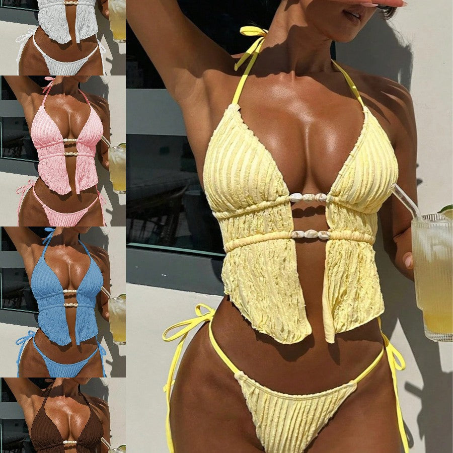 Damen Rüschenbikini mit Perlenakzenten Drune