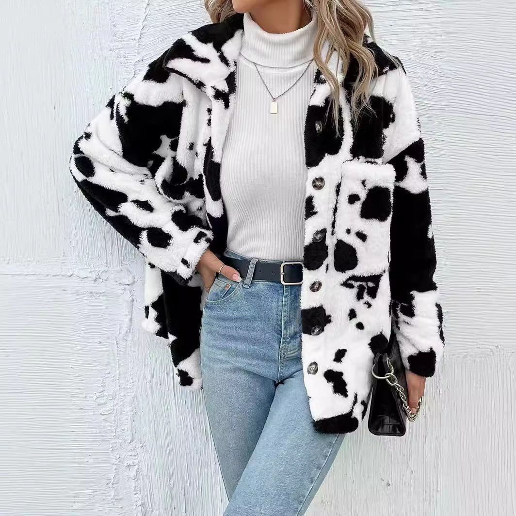 Damen Kuschelige Plüschjacke im Tiermotiv Drune