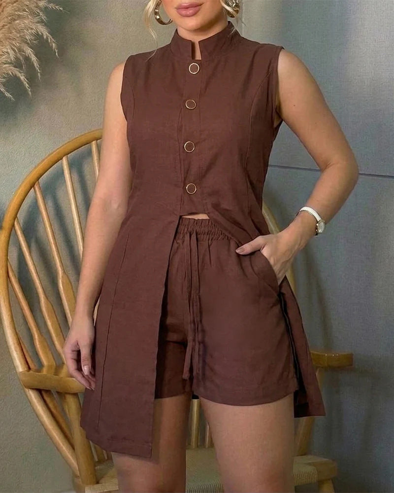 Damen lässiger Zweiteiler mit hochwertigem Material und praktischem Design Drune