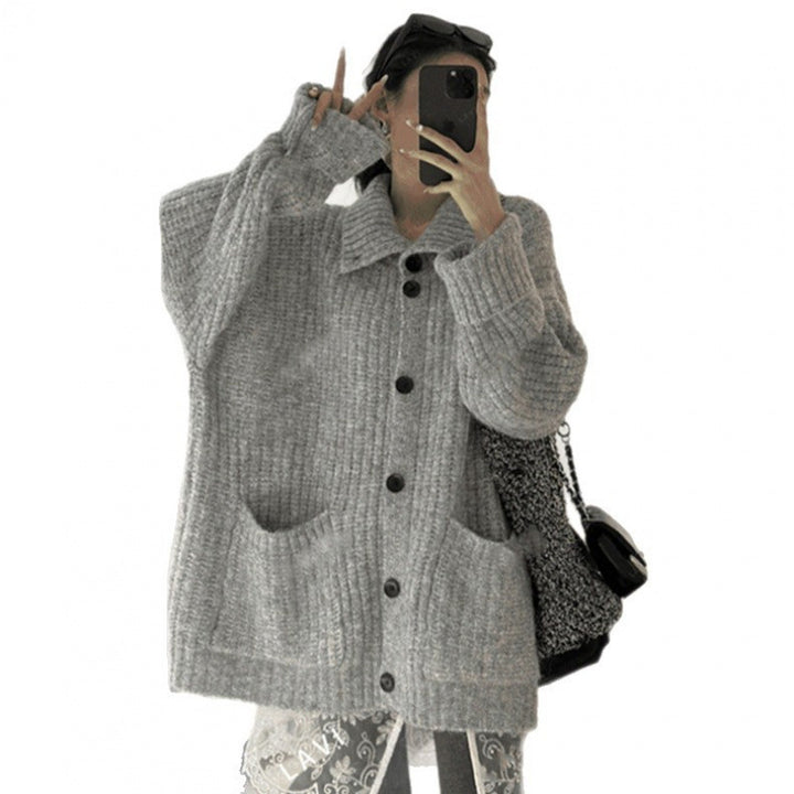 Damen Strickjacke mit tiefem V-Ausschnitt und praktischen Taschen Drune