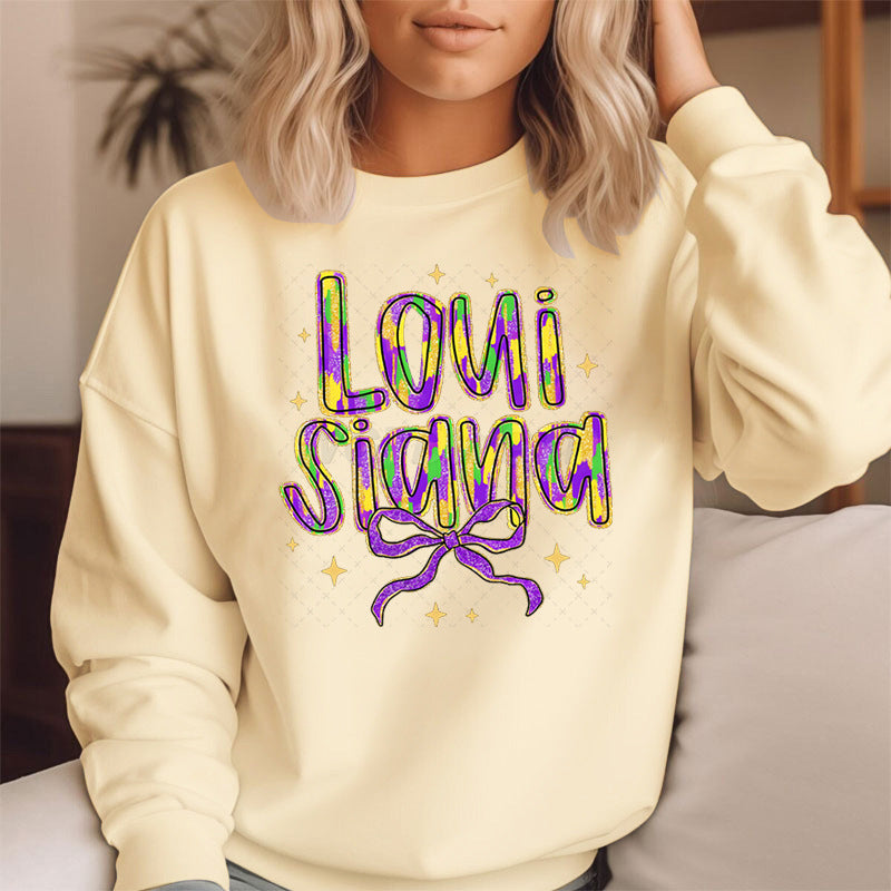 Damen Sweatshirt mit kreativem Schriftzug und weichem Innenfutter Drune