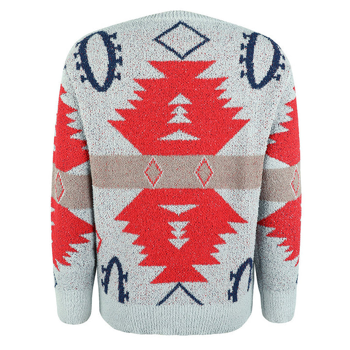 Drune | Gemusterter, Lässiger Strickpulli