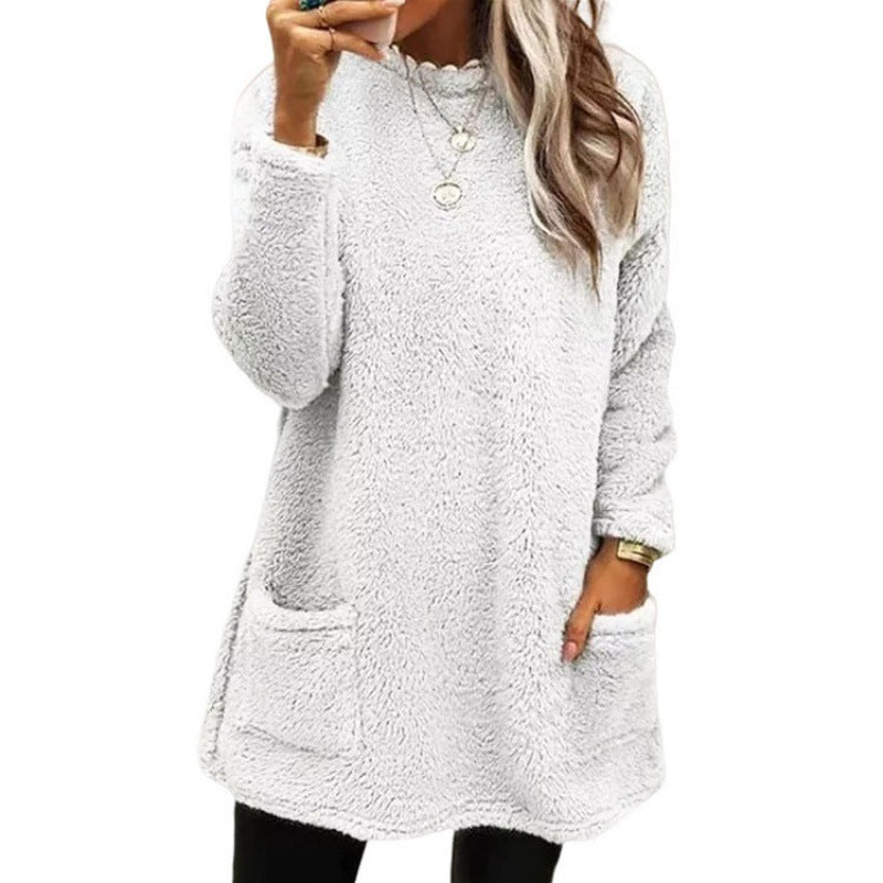 Damen Kuscheliger Fleece-Pullover mit weitem Schnitt und praktischen Taschen Drune