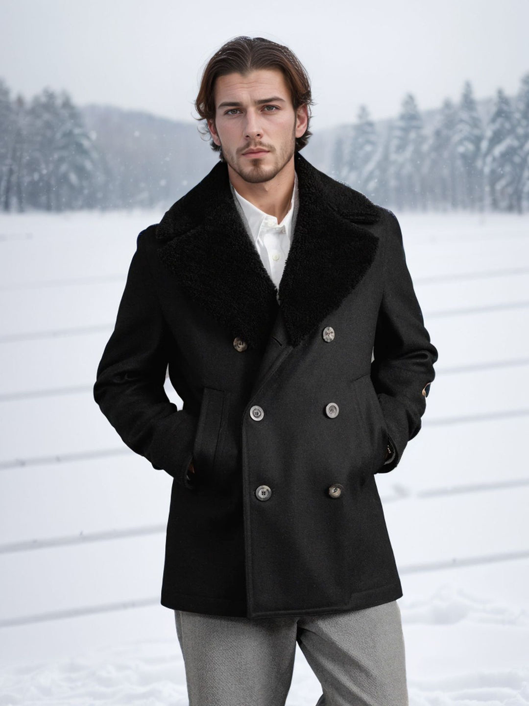 Herren modische Dufflejacke mit weichem Kragen und praktischen Taschen Drune