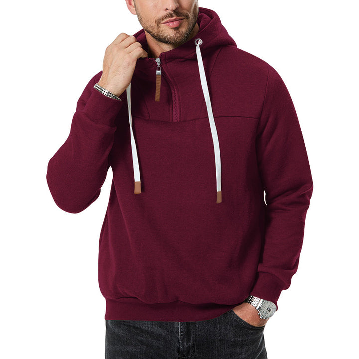 Herren nan Sweat-Halbzip mit strukturierter Innenseite, verstellbarer Kapuze und breitem Rippbund Drune