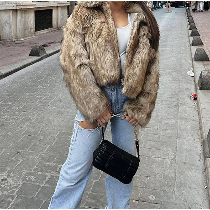 Damen kuschelige Teddy-Jacke mit modischem Schnitt Drune