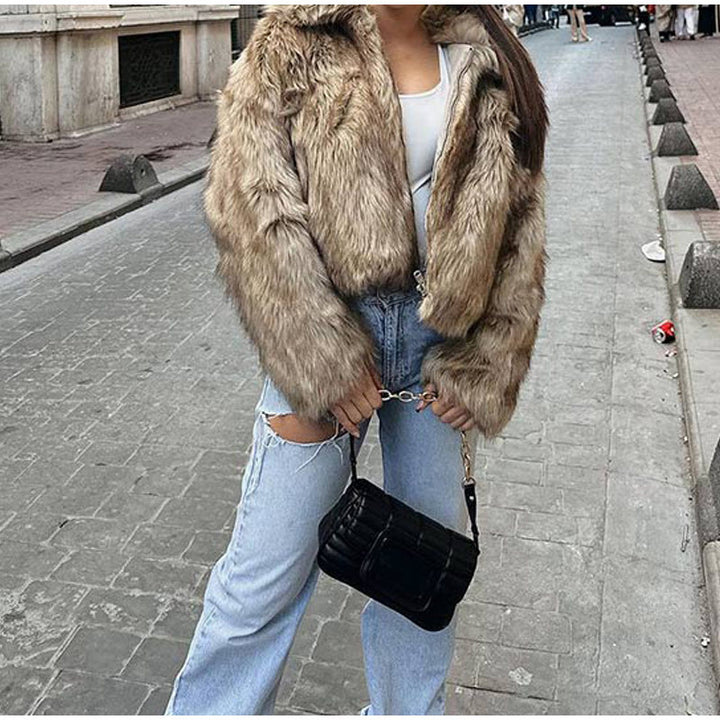 Damen kuschelige Teddy-Jacke mit modischem Schnitt Drune