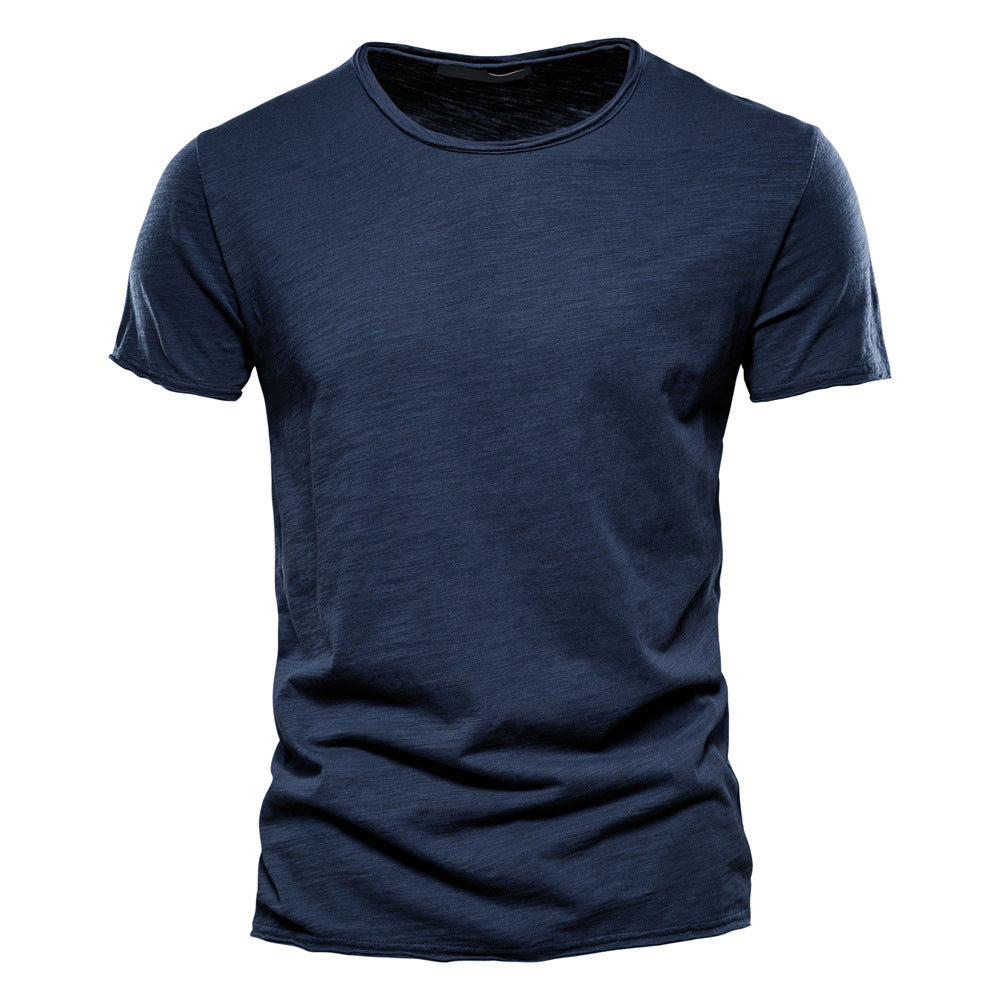 Herren nan leichtes Baumwolljersey Kurzarmshirt mit V-Ausschnitt und schmaler Passform Drune