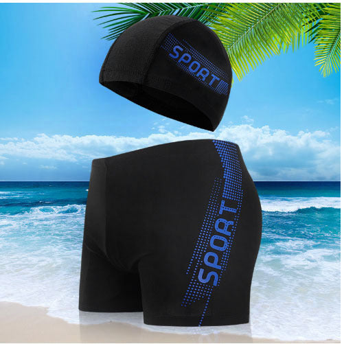 Herren Sportliche Schwimmshorts mit passender Badekappe Drune