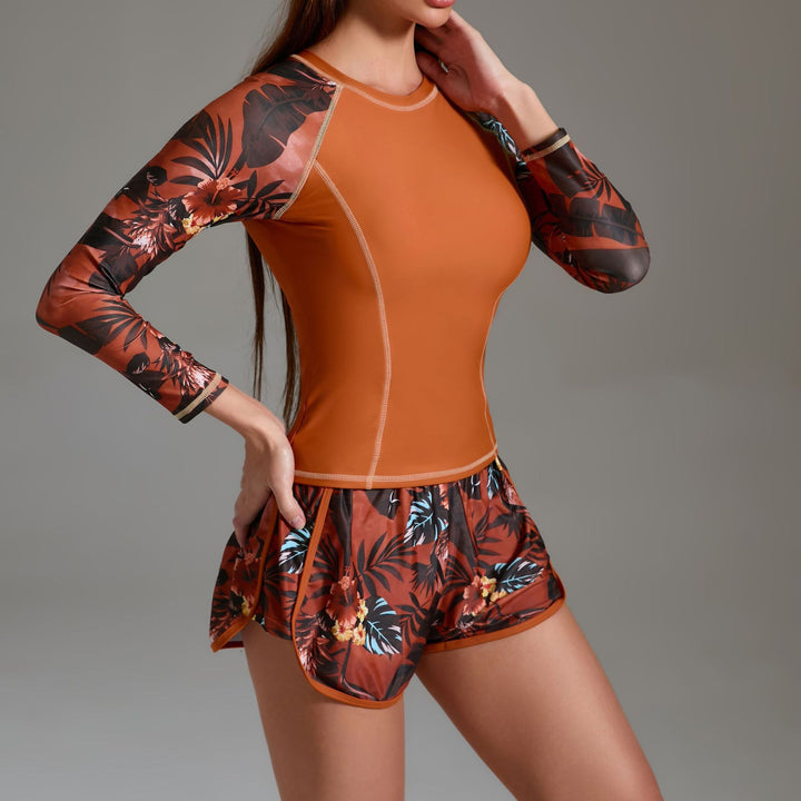 Damen Sportlicher Schwimmanzug mit langen Ärmeln Drune